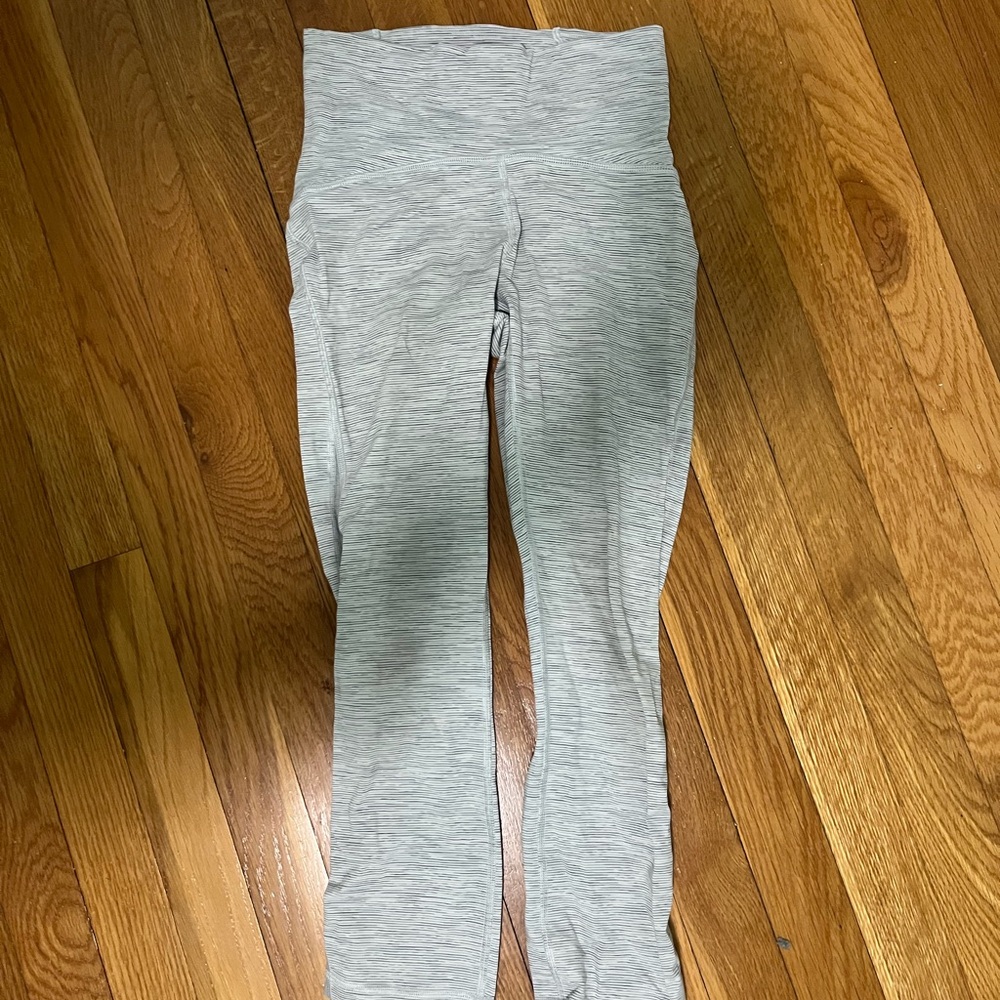 Lululemon Light Gray Striped Leggings